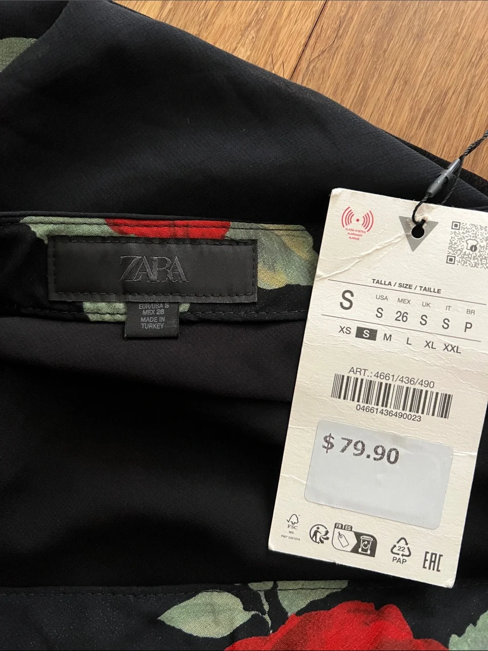 NWT Zara Black Skirt with Red Roses (part of matching set)